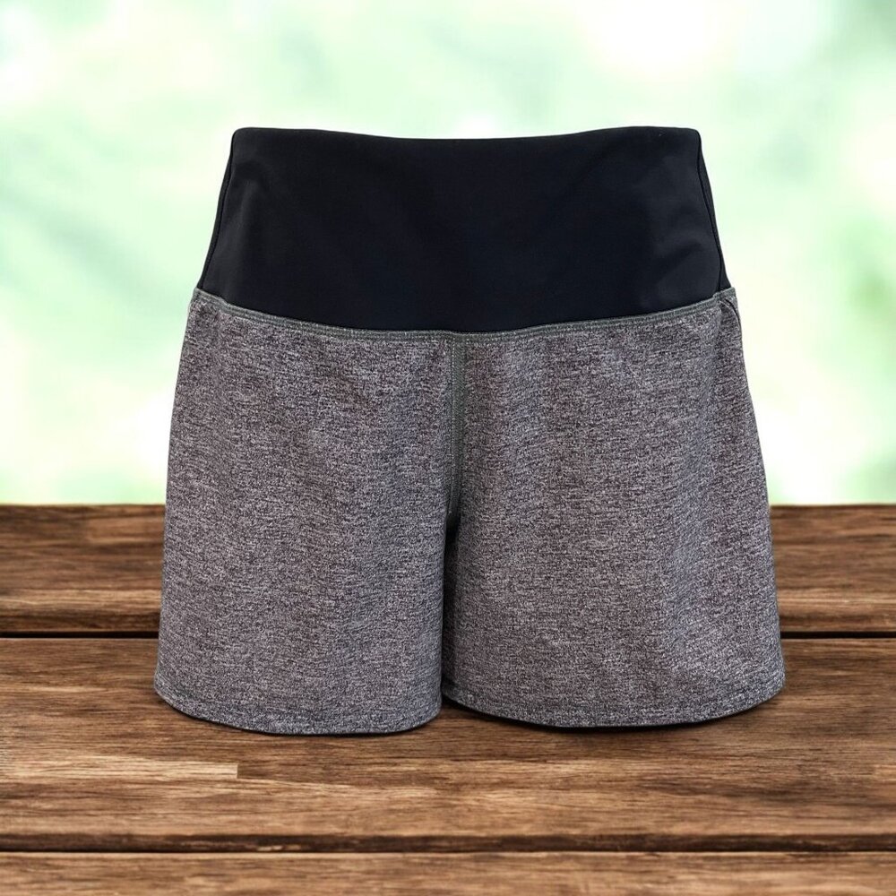 Lululemon Womens Gray High Rise Athleisure Running Shorts Wide Waistband Fitness